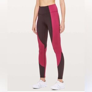 Lululemon Wake and Train Leggings Ruby and Brown size 2